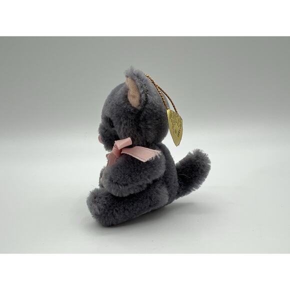 Dakin & Co. 1985 Miniature 3" Gray Plush Bear Ornament Figurine Moveable Joints - Picture 5 of 8